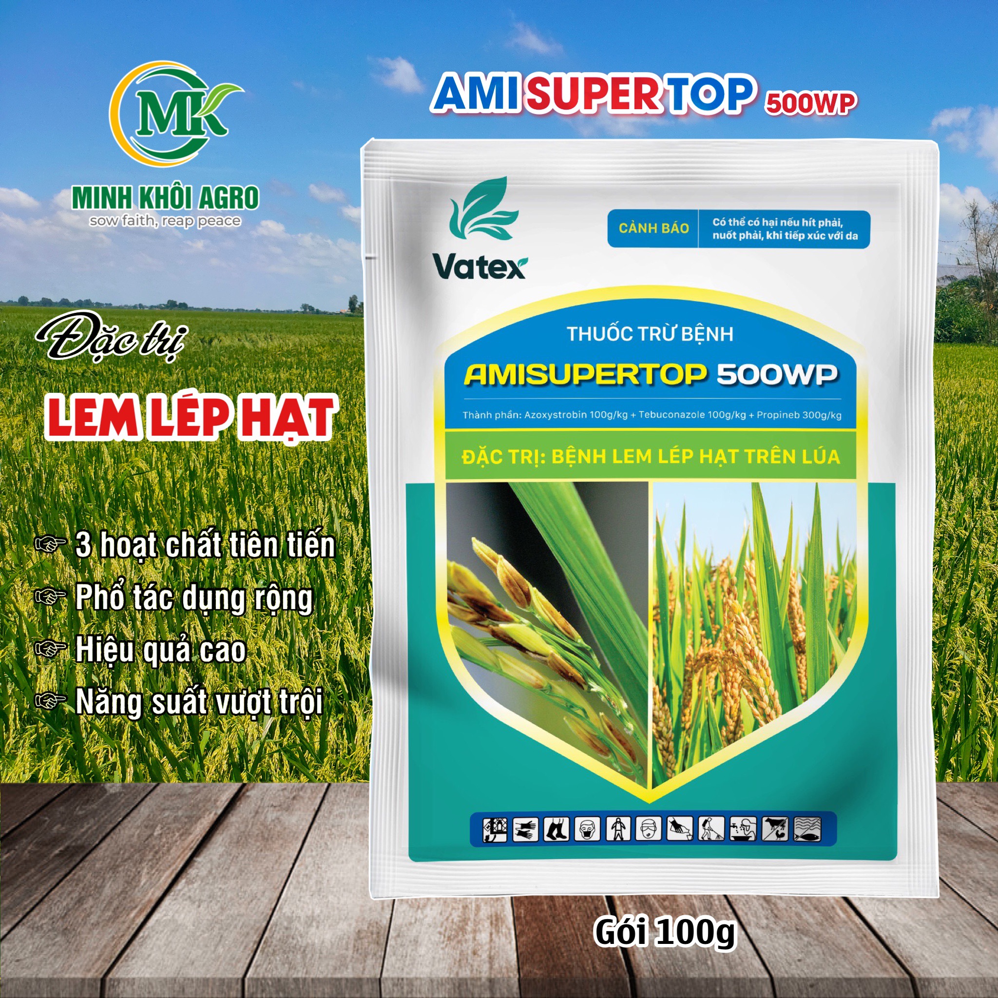 Thuốc trừ bệnh AmiSuper Top 500WP - Gói 100g